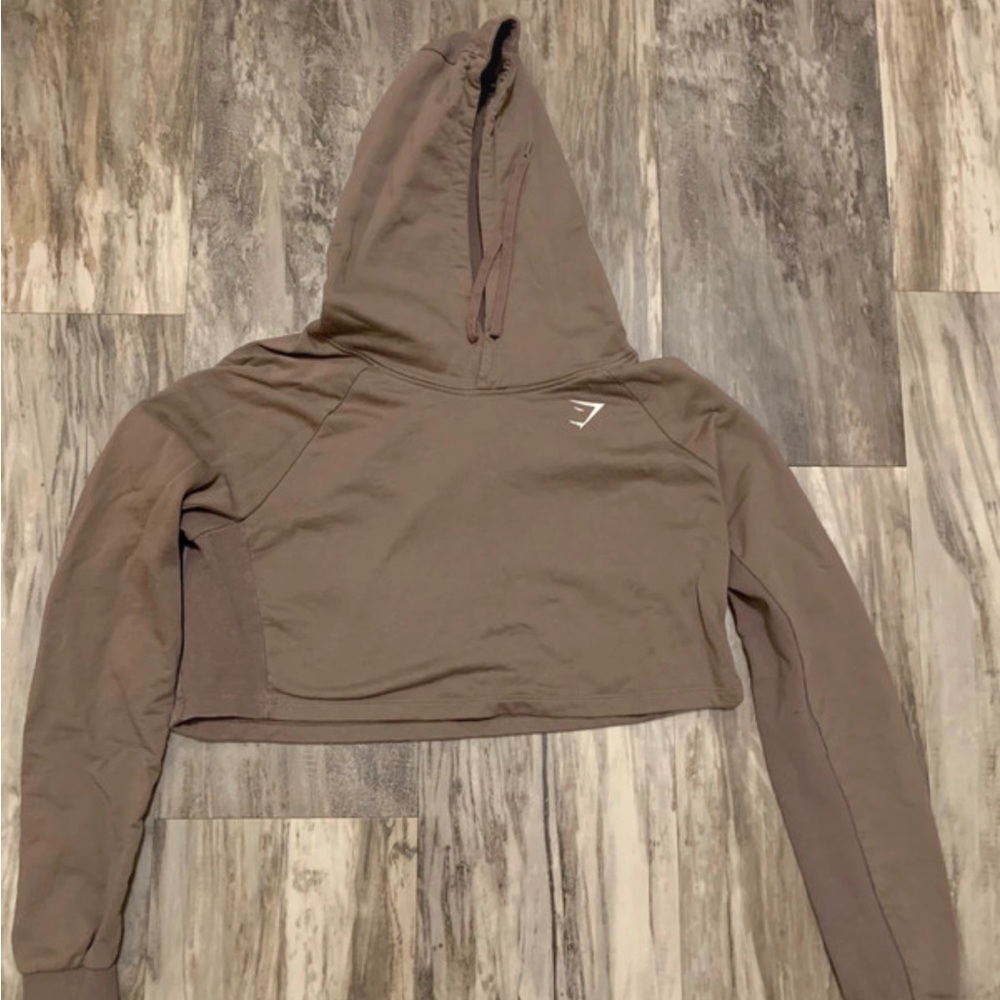 Gymshark Taupe Cropped Hoodie